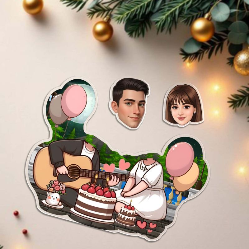 Personalized Funny Caricature for Birthday Girl Custom with Face Cutout Shaking Head Feature Surprise Birthday Gift for Girlfriend, Wife, Bestie & Sister Battery Powered Table Decor